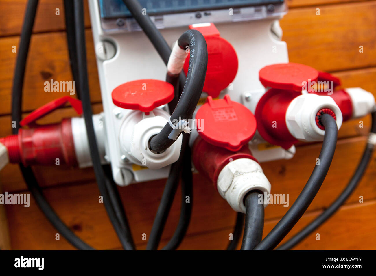 electrical outlets connected to the electricity Stock Photo