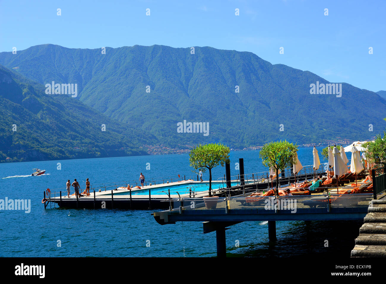 Swimming Pool Tremezzo Lake Como Italy Lombardy IT EU Europe Stock
