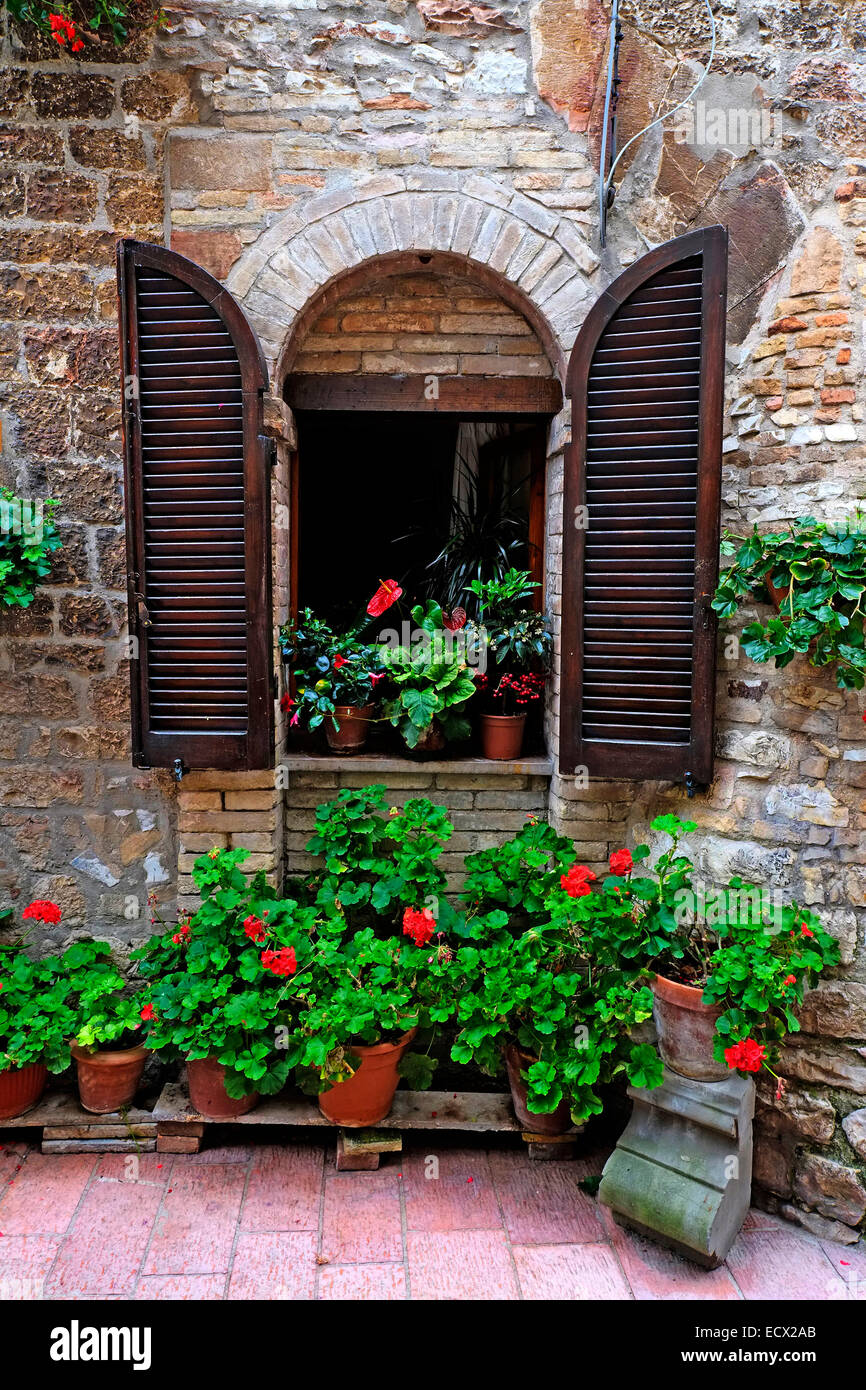 Windows and Doors Assisi Italy Tuscany Umbria IT EU Europe Stock Photo