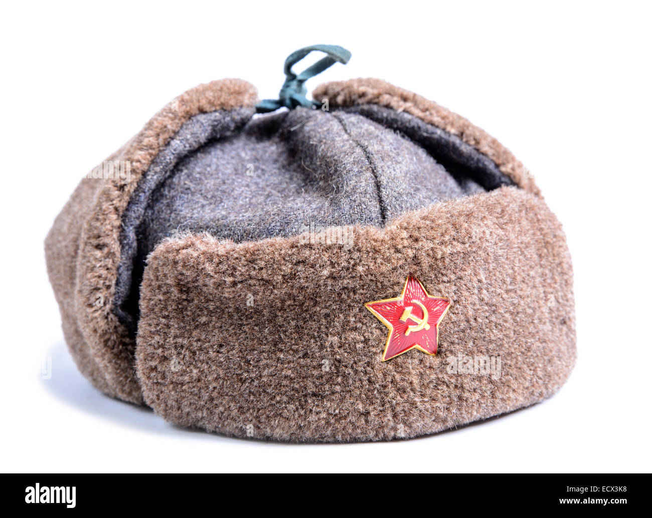 Ushanka fur hat of the Soviet army Stock Photo
