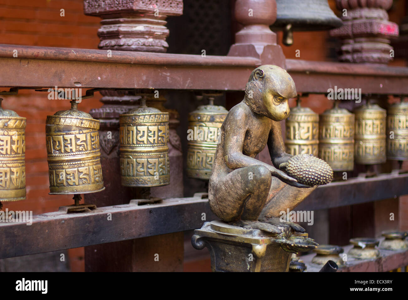 A Golden Monkey Statue at a Temple in Nepal Stock Photo Alamy