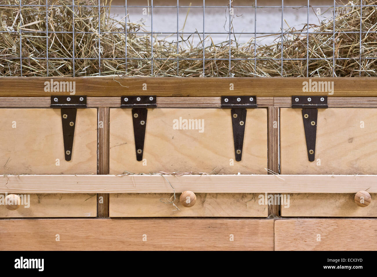 Part of an animal hutch with opening hatches Stock Photo Alamy