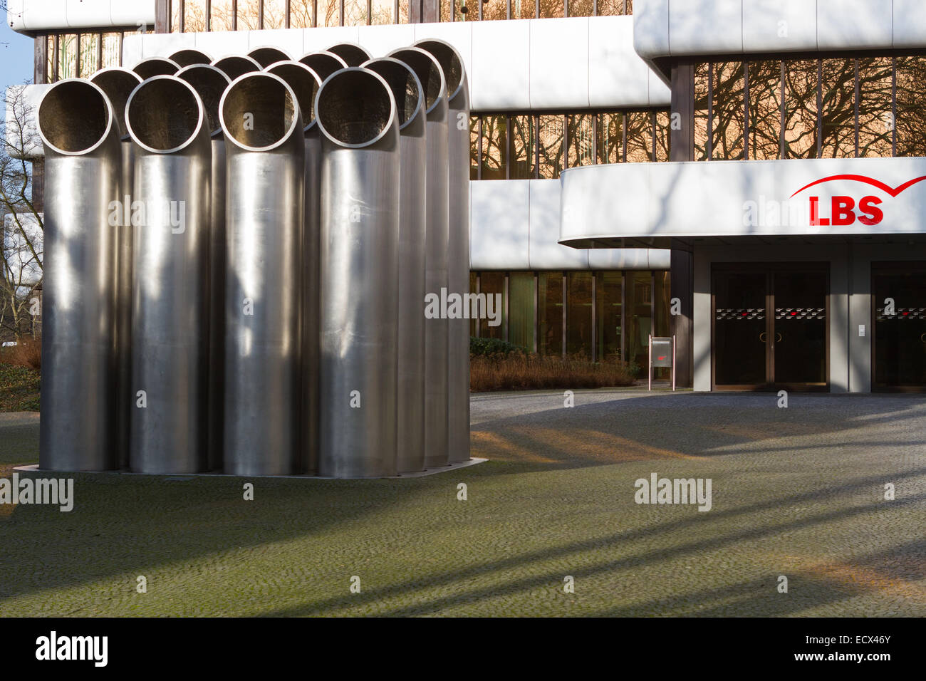 Ventilation ducts outside the entrance to the LBS office building in Münster, NRW, Germany Stock Photo