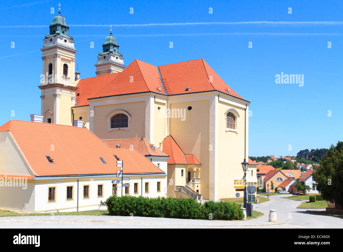 A church next to the famous castle in Valtice, Czech Republic Stock Photo