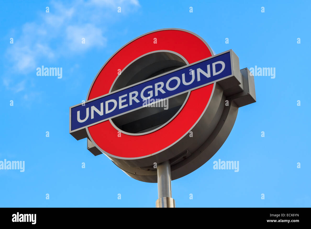 The logo of transport for London: underground; on blue sky Stock Photo ...