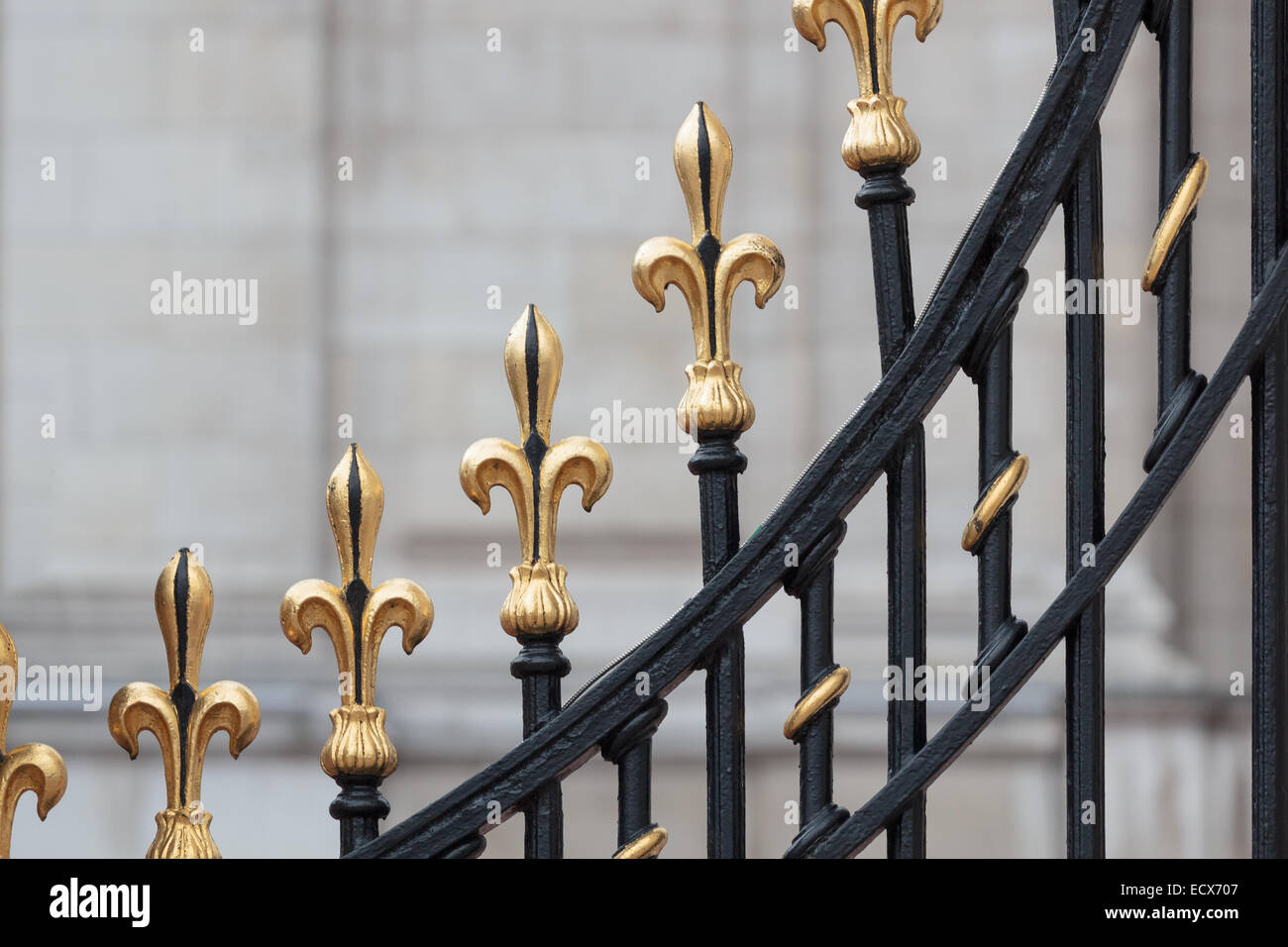 Golden fleur de Lis on the gates of Buckingham Palace, London, UK Stock Photo