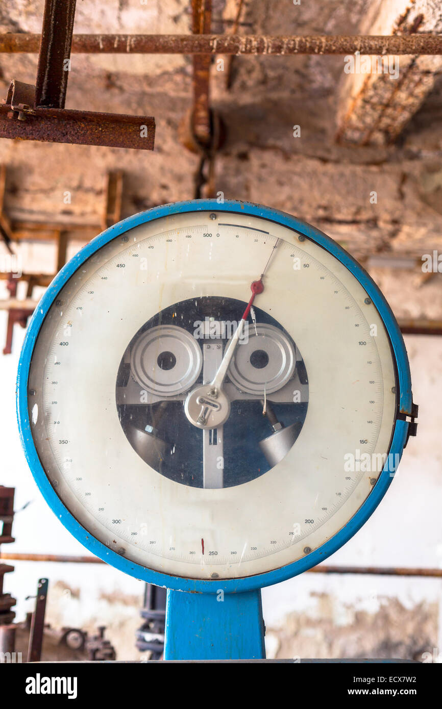 Industrial scale in power plant Stock Photo