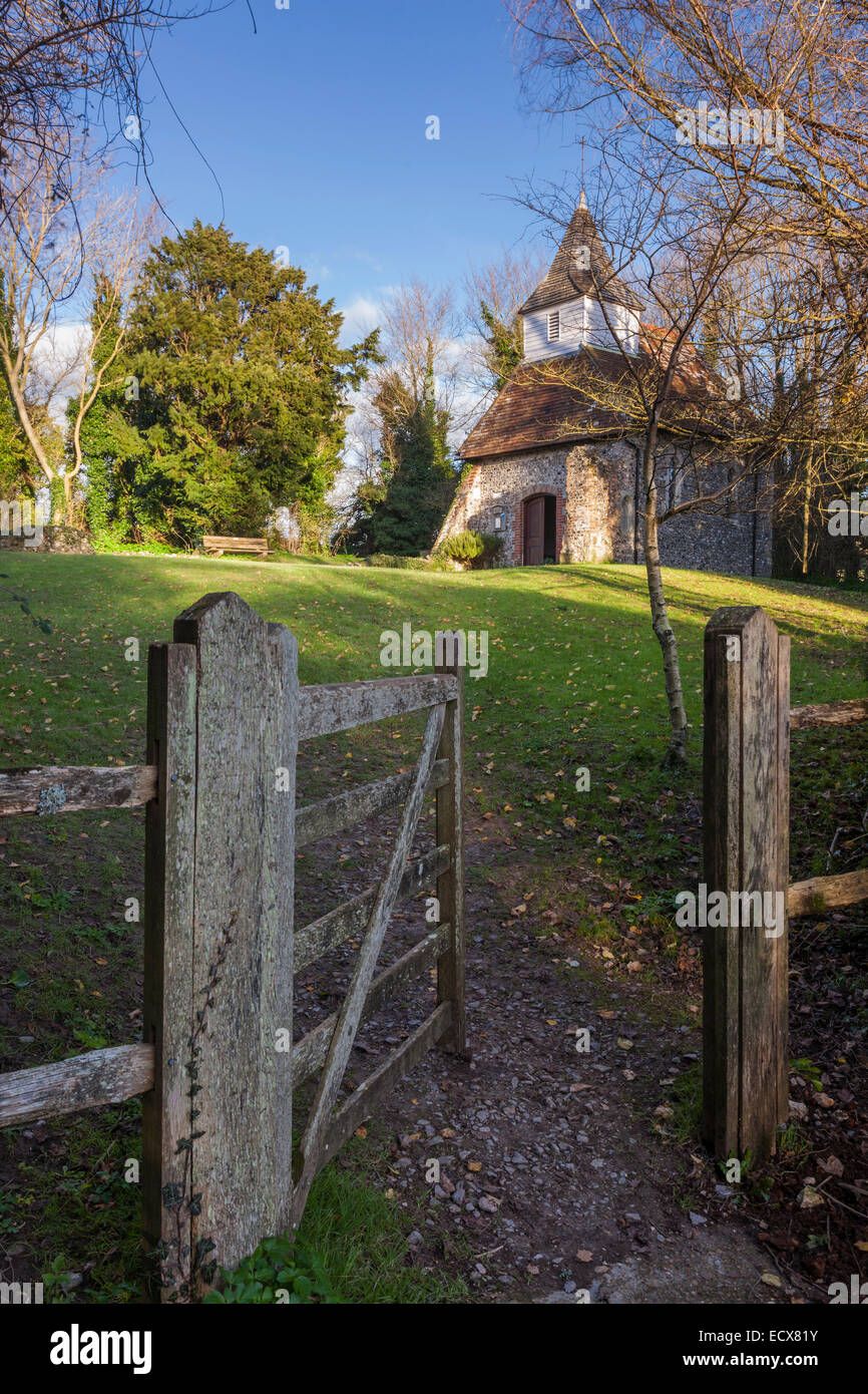 Winter afternoon at Lullington church near Alfriston, East Sussex
