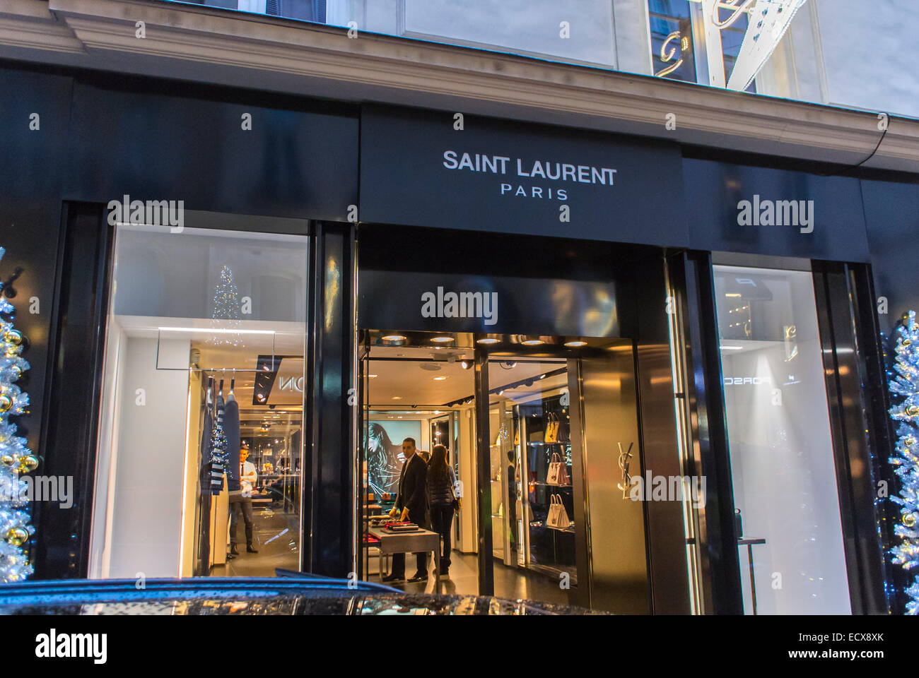 Paris, France, Christmas Shopping, Outside "Saint laurent", Luxury