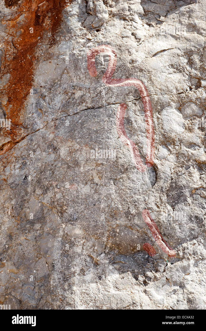 Closeup of the famous Colemans Rock in Oman with highlighted old pictures of people Stock Photo