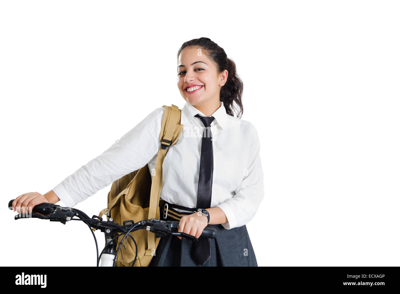 1 indian school girl student Riding Cycle Stock Photo Alamy