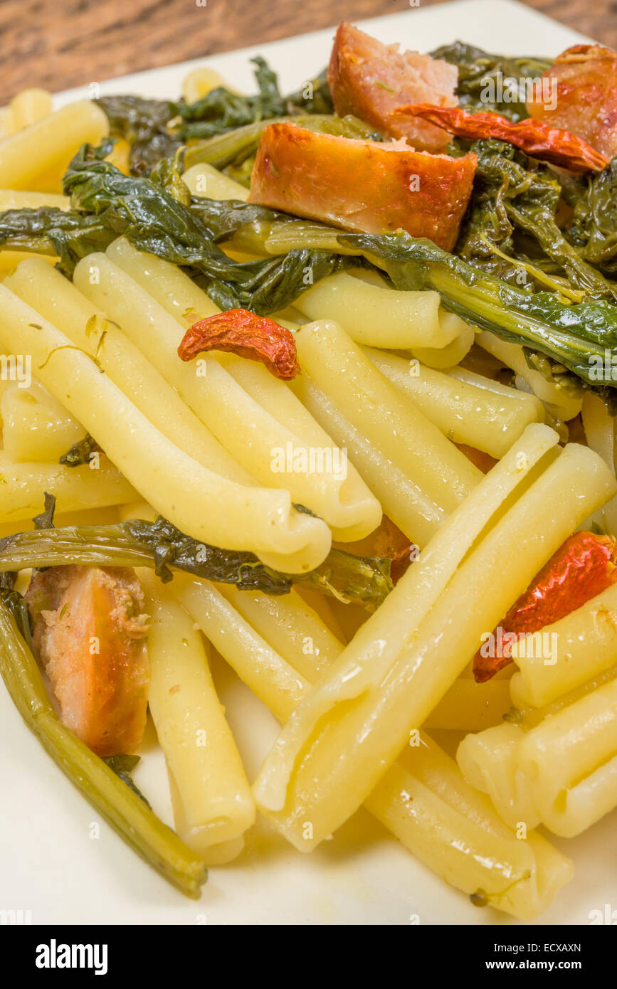 pasta caserecce salsicce e friarielli neapolitan food Stock Photo