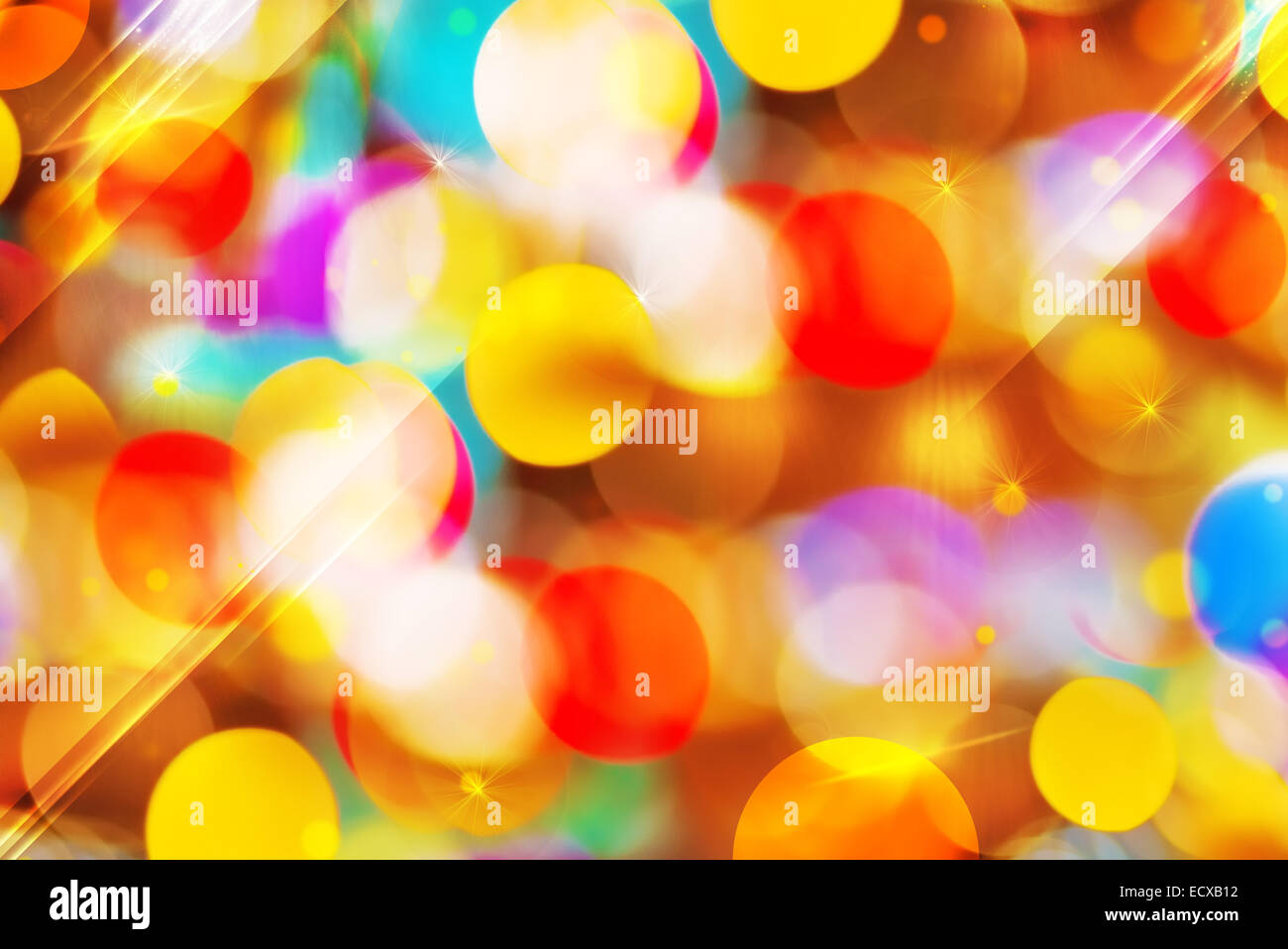 Beautiful colorful defocused bokeh festive lights as abstract holiday celebration background Stock Photo