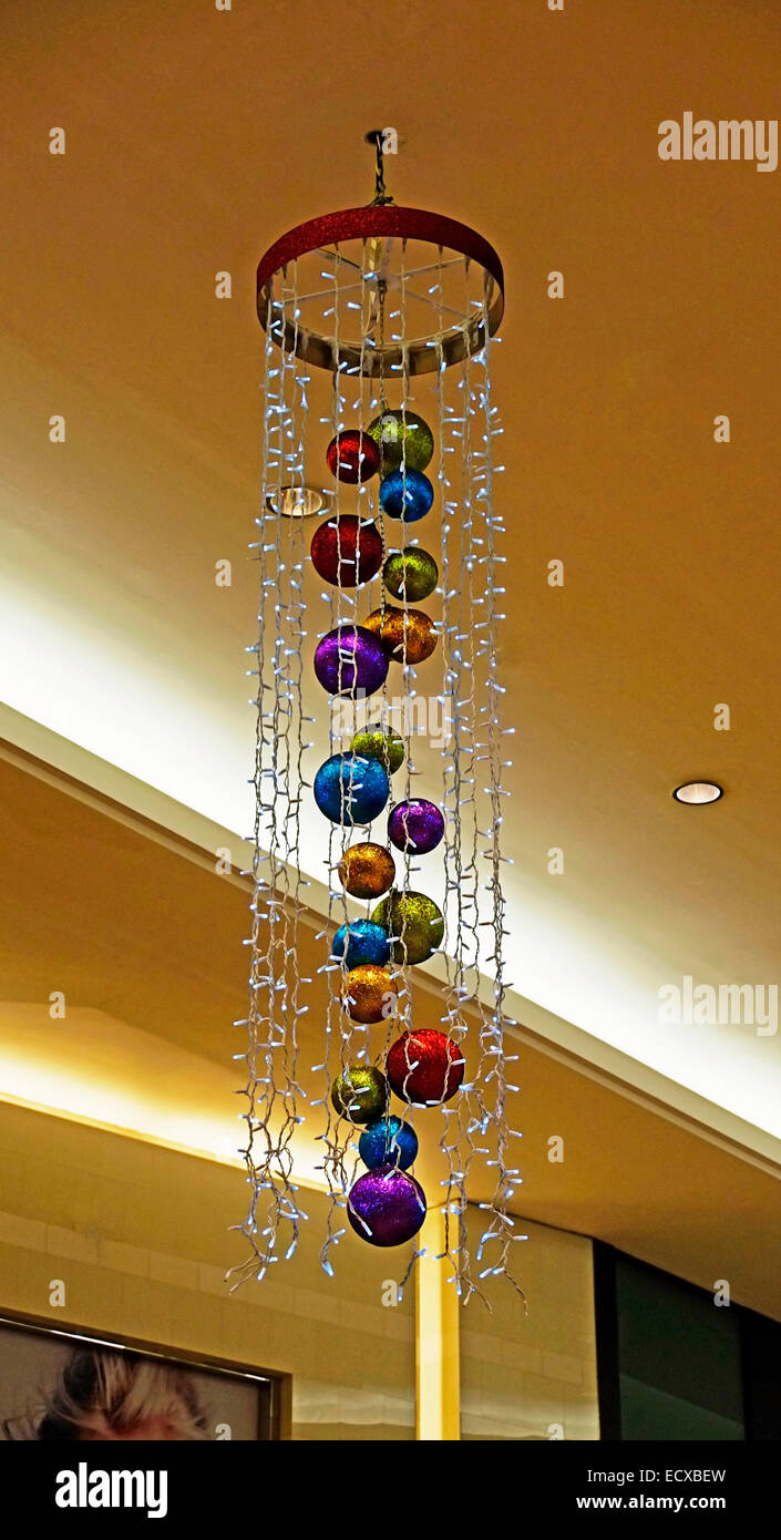 Christmas Decoration baubles Shopping mall Dublin Ireland Stock Photo