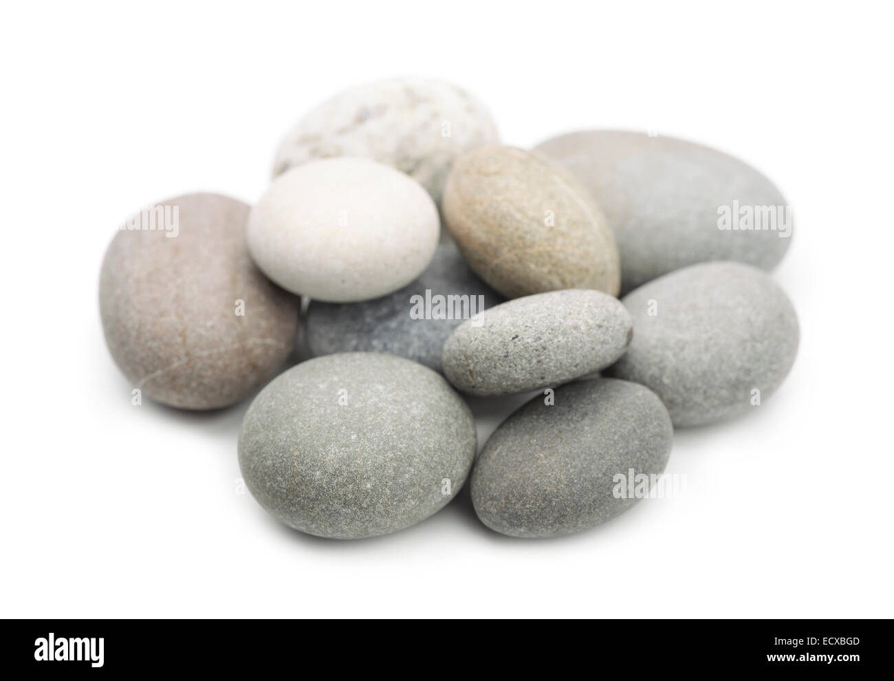 Pile of pebbles isolated on white Stock Photo