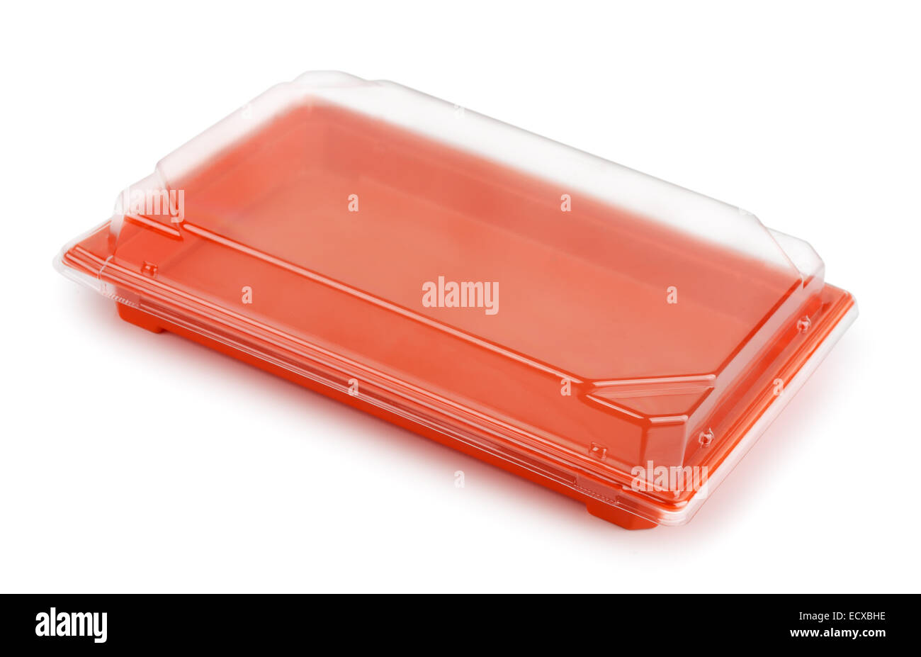 Plastic food package box isolated on white Stock Photo