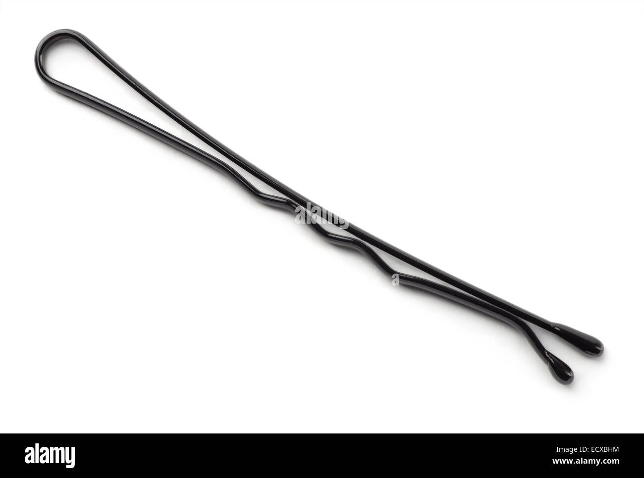 Small black metal hairpin isolated on white Stock Photo