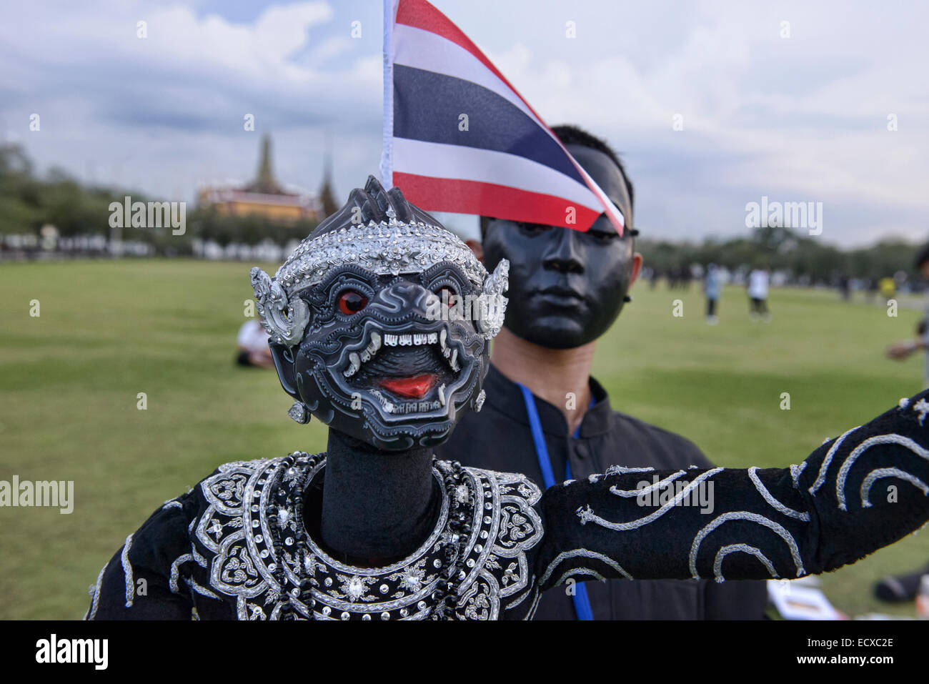 Traditonal khon puppet and puppet master at the World Puppet Festival