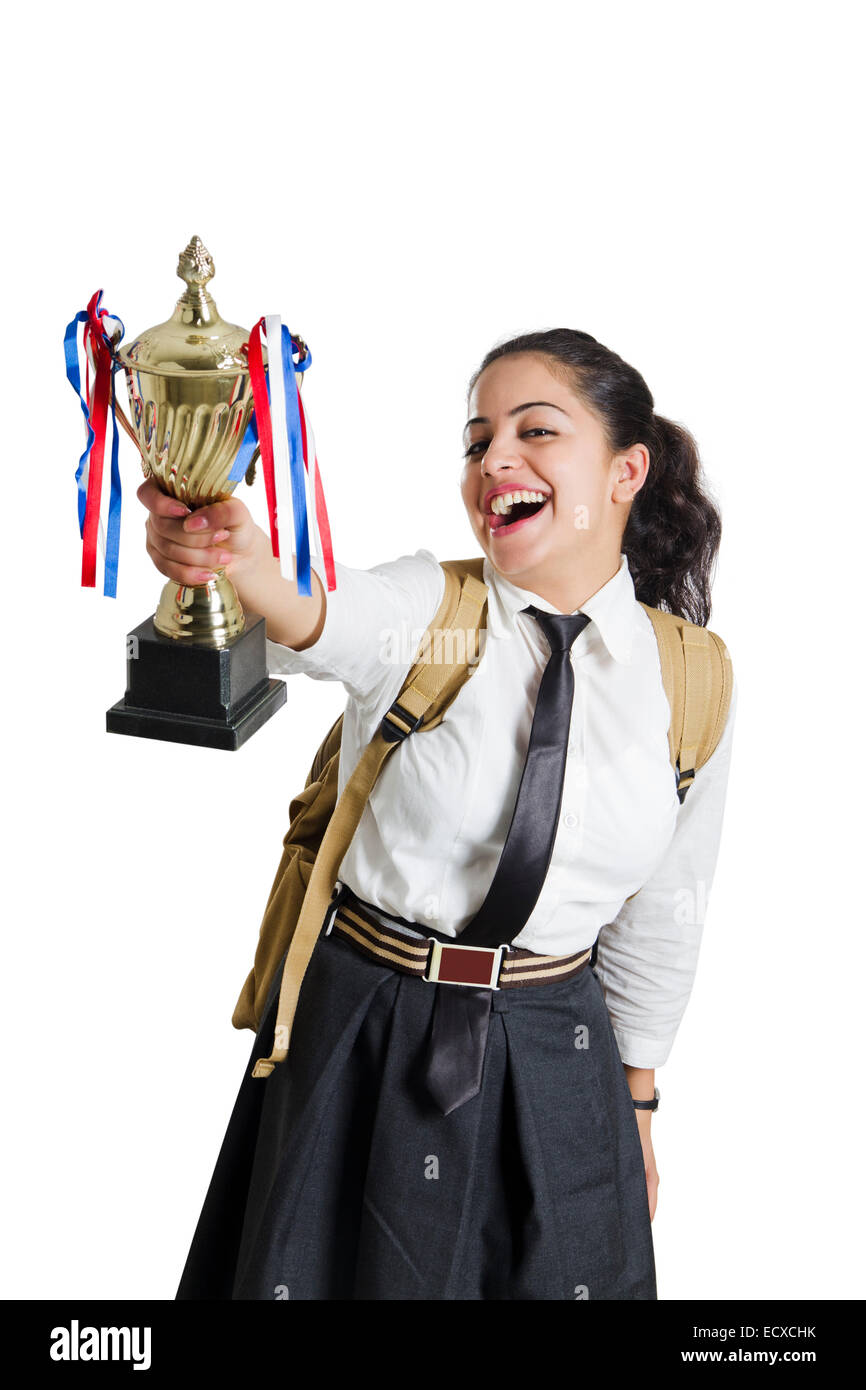 1 indian school girl student Victory Trophy Stock Photo Alamy