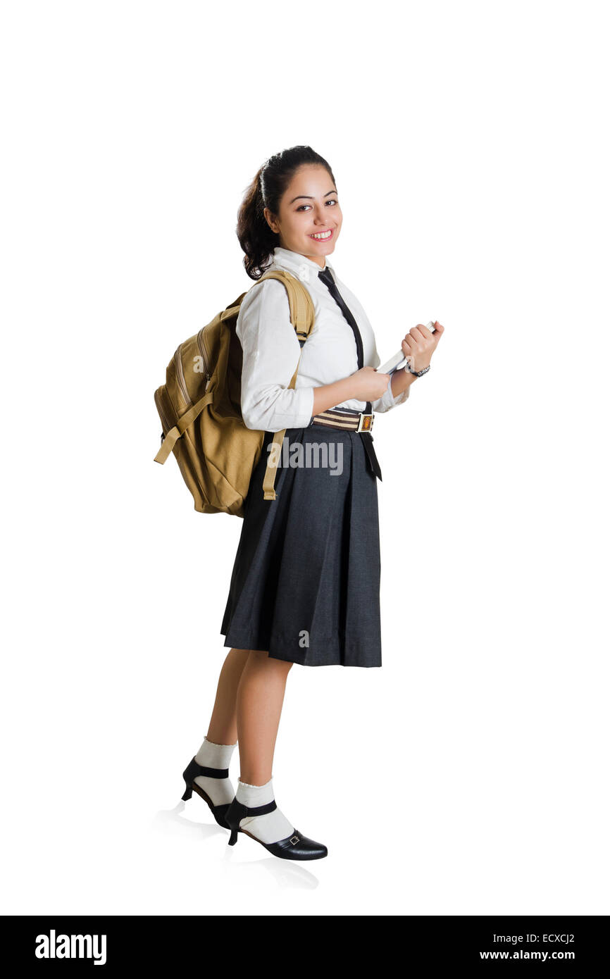 1 indian school girl student Stock Photo
