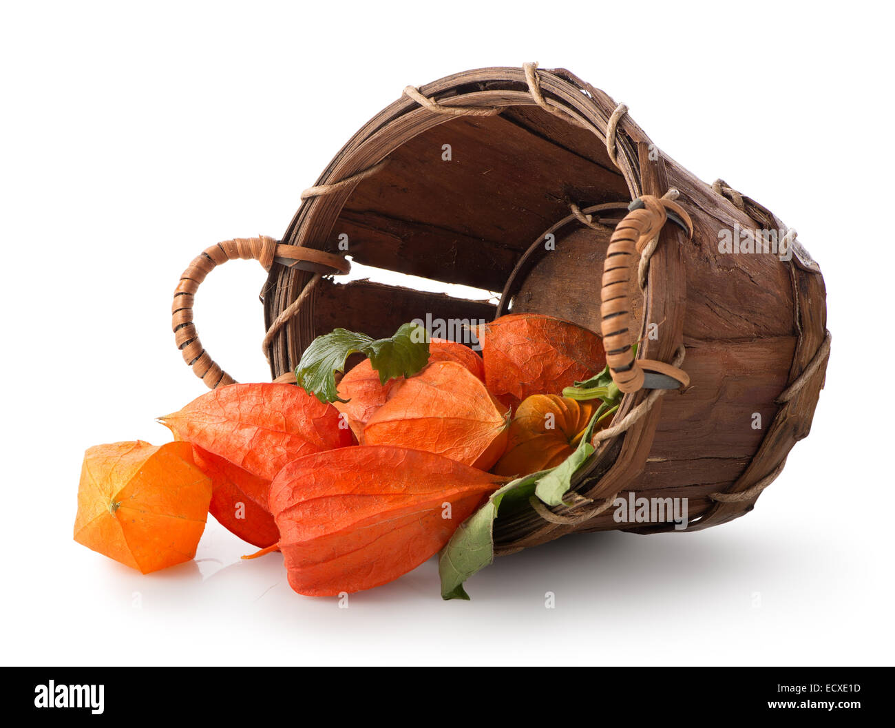 Physalis in a basket isolated on a white background Stock Photo