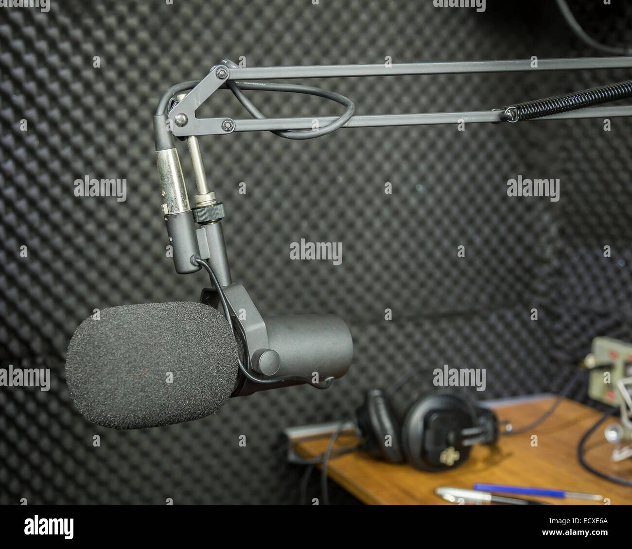 Professional dynamic microphone in recording studio Stock Photo