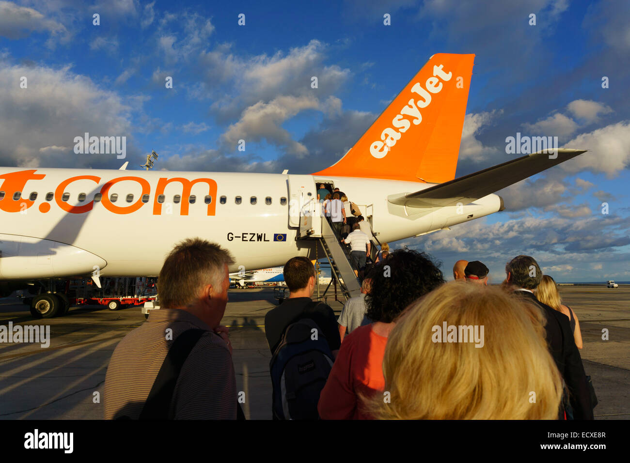 Tenerife Easyjet flight from south airport. Passengers boarding Stock