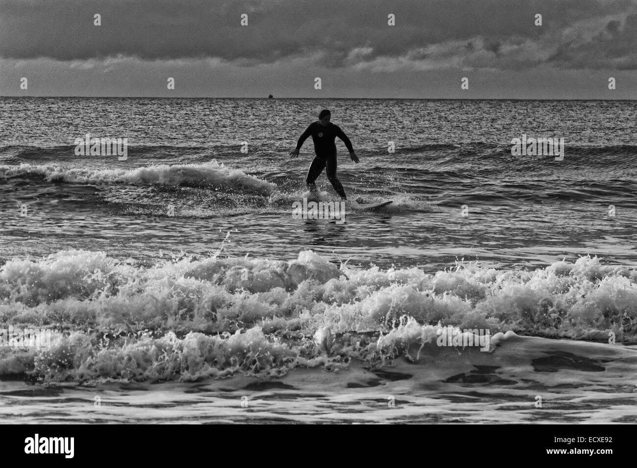 Good conditions for surfing in North Wales Stock Photo Alamy