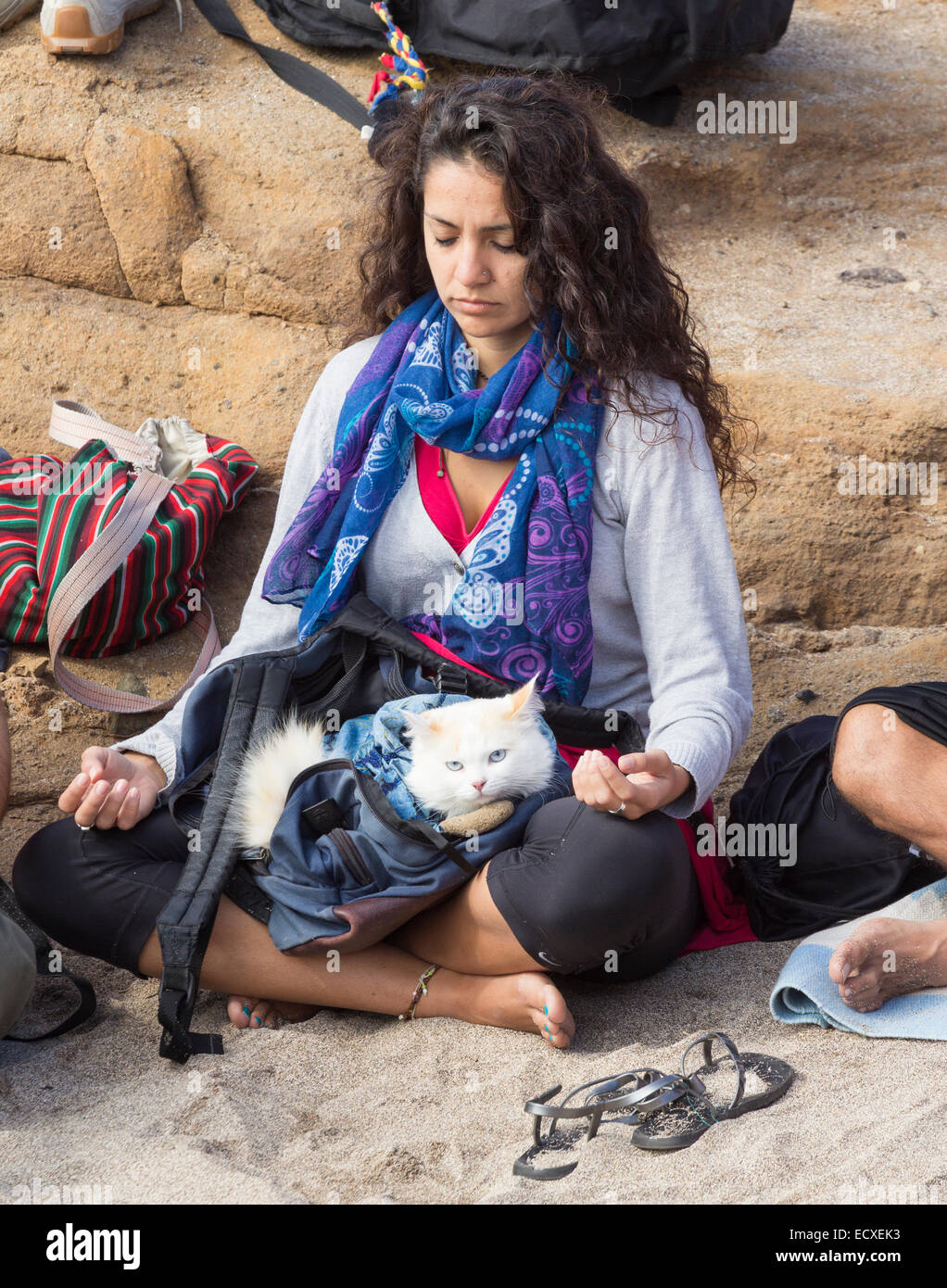 Winter Solstice celebrations on beach in Spain Stock Photo Alamy