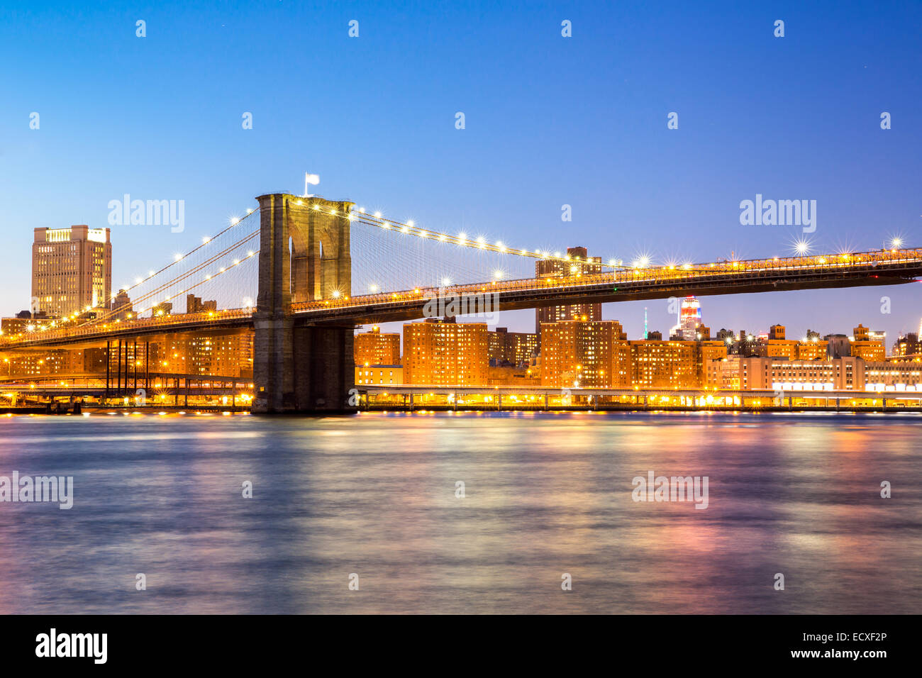 Brooklyn bridge at dusk, New York City Stock Photo - Alamy