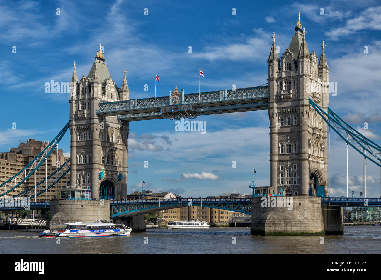 Tower Bridge, one of the most recognisable crossings over the River Thames in London Stock Photo