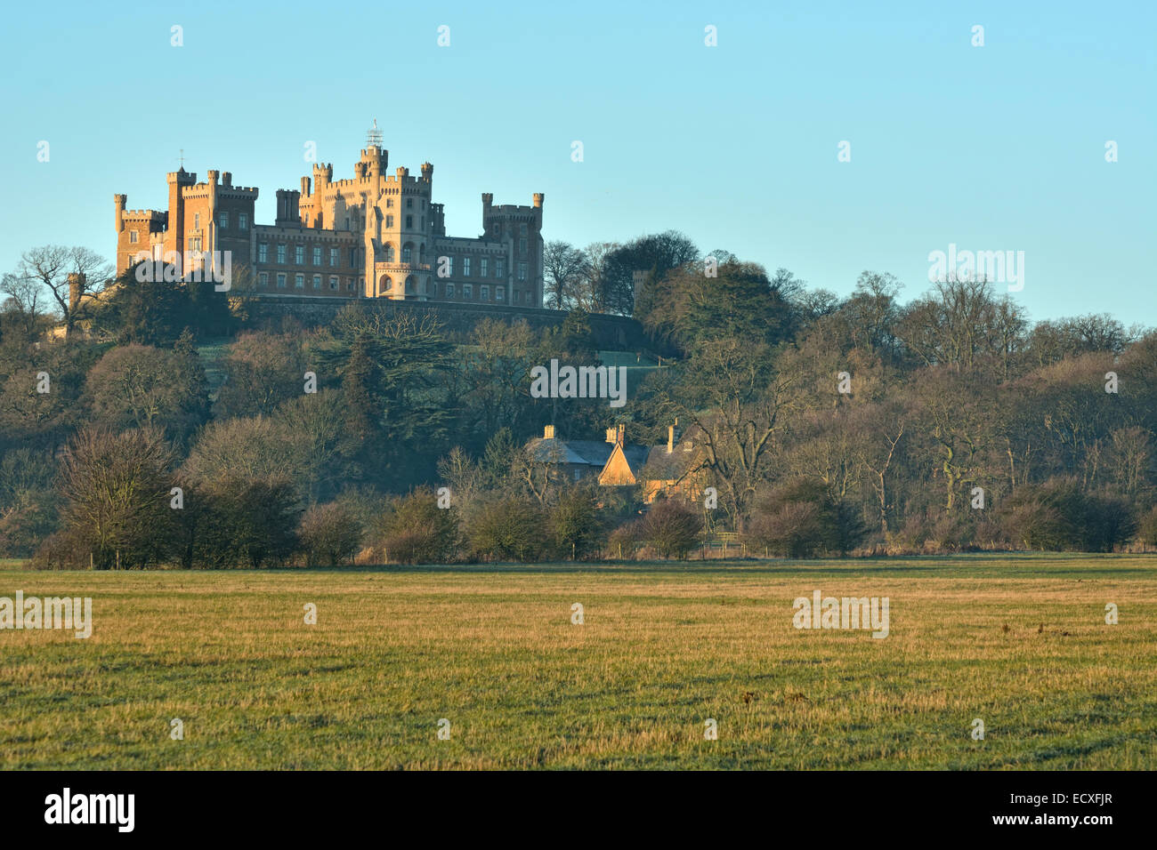 Belvoir Castle in the morning light of early winter Stock Photo