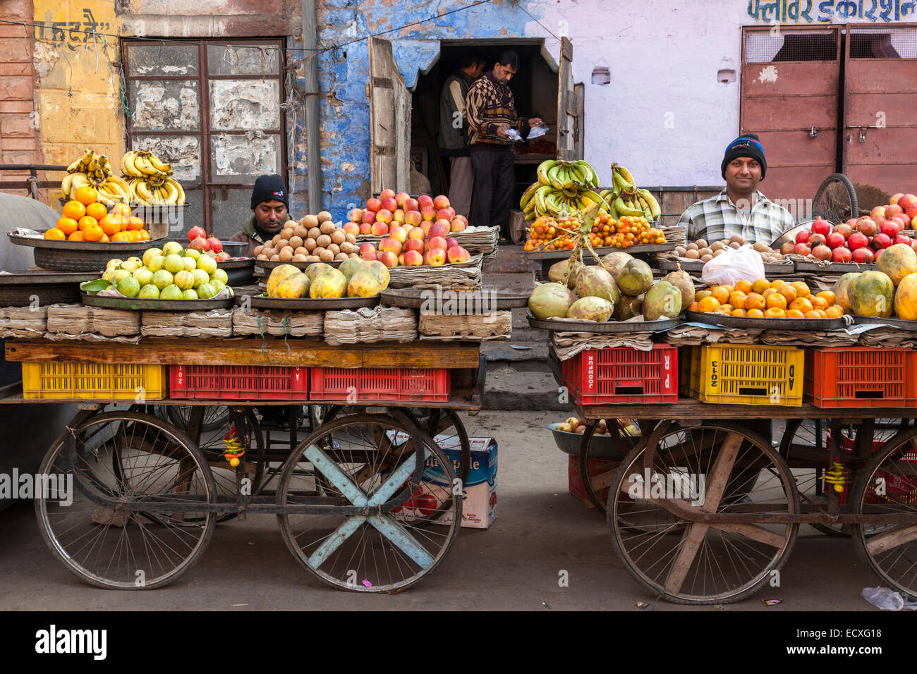 Indian fruit market, Jodhpur, India Stock Photo