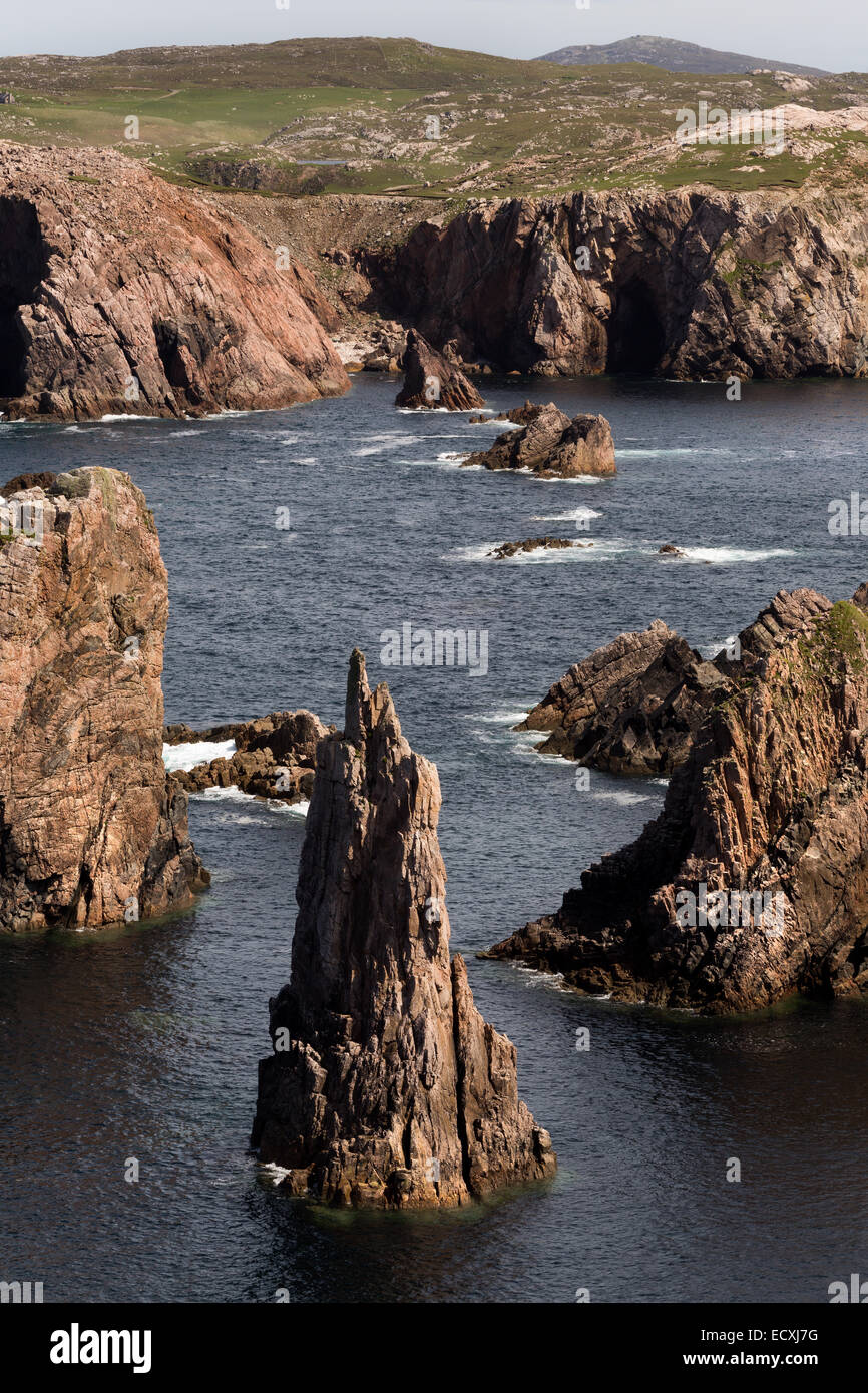 Mangersta or Mangurstadh beach and sea stacks on the Isle of Lewis and Harris, Outer Hebrides, Scotland. Stock Photo