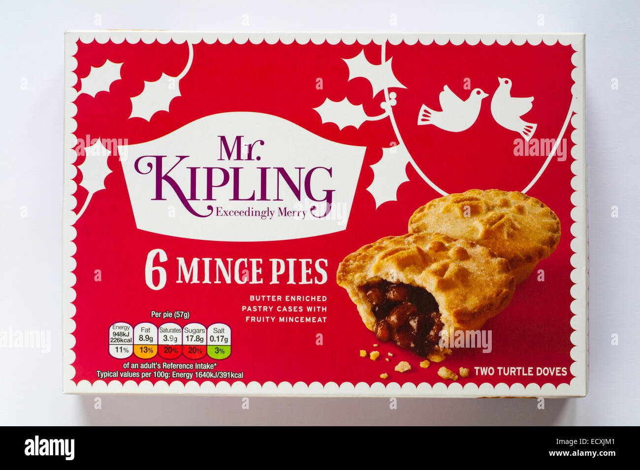 box of Mr Kipling Exceedingly Merry 6 mince pies isolated on white  background Stock Photo - Alamy