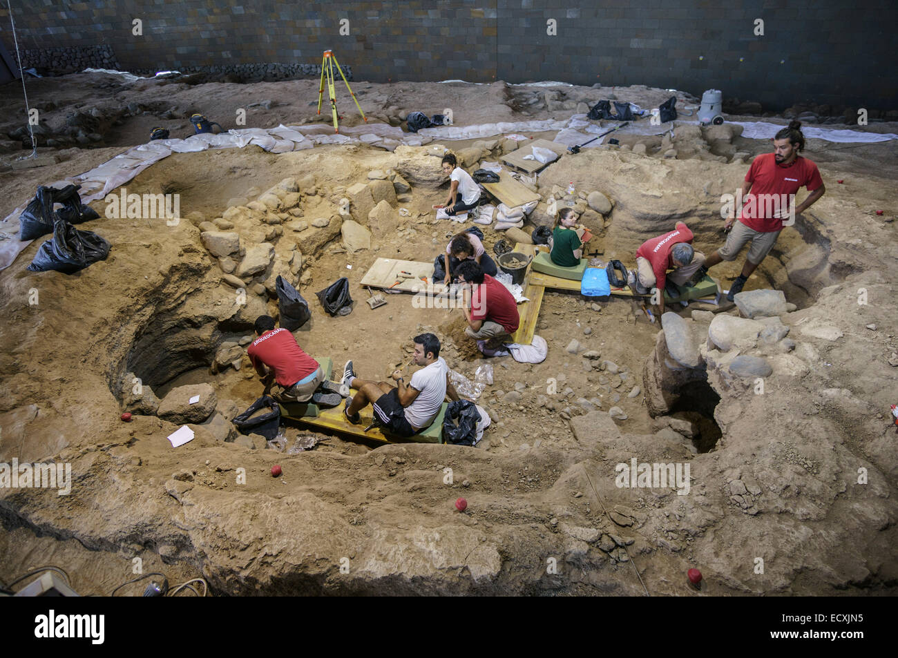 Gran Canaria - inside Galdar Museum, archaeologicval dig of ancient settlement. Stock Photo