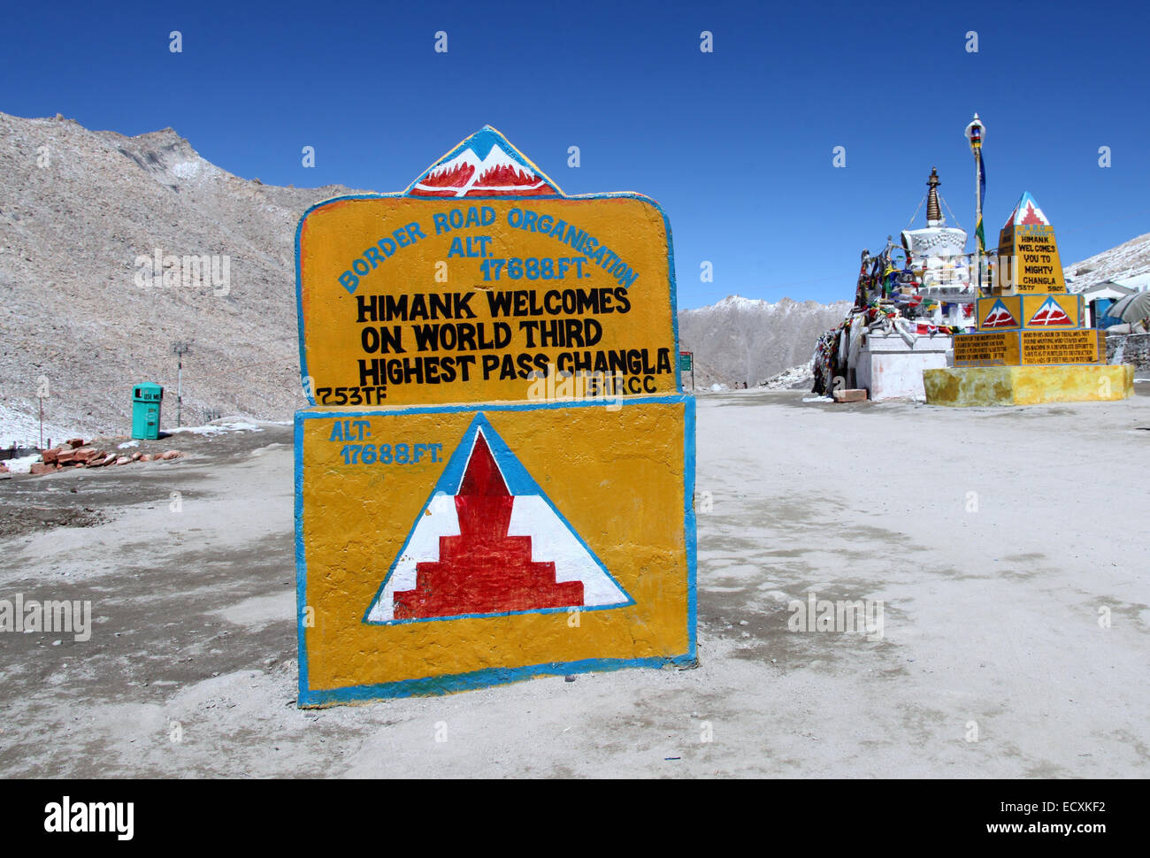 Chang La which is the Third Highest Motorable Pass in Ladakh Stock Photo