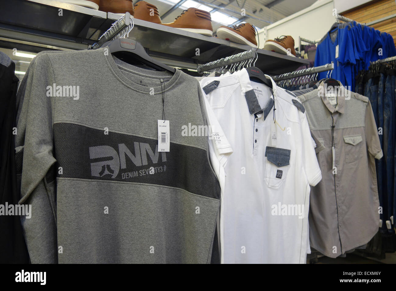 mens clothing department in a matalan store Stock Photo