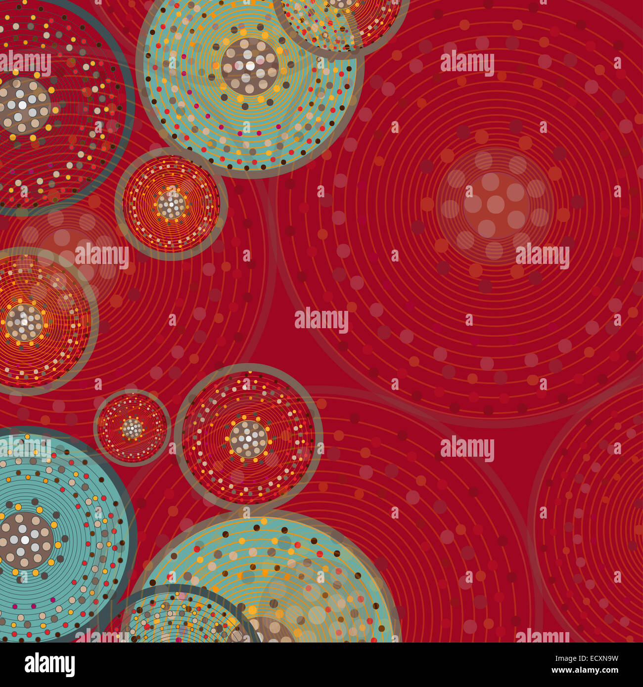 Circles background pattern on red. Vintage vector illustration Stock ...