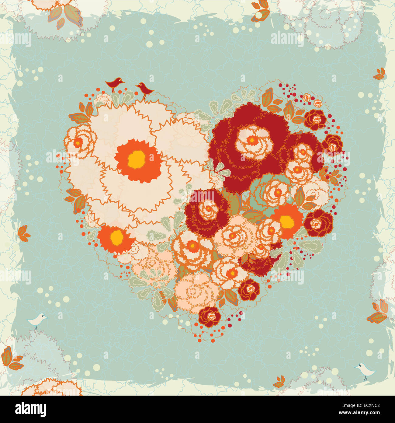 Abstract vector floral heart illustration Stock Photo - Alamy