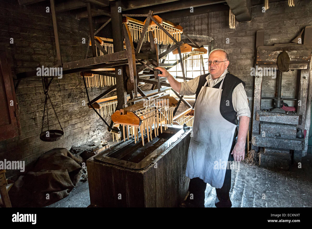 Candle maker Blists Hill Victorian town Ironbridge Shropshire