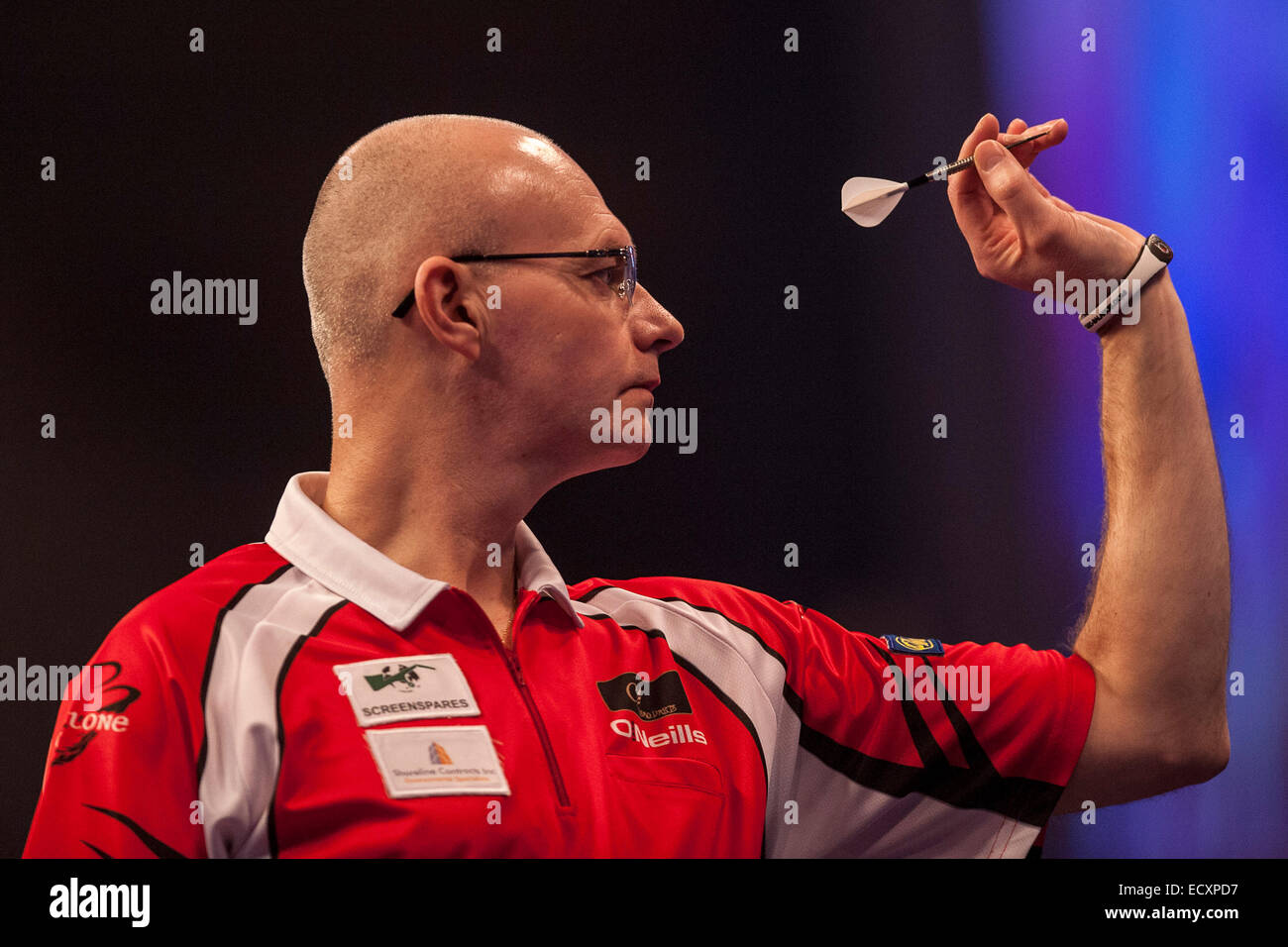 London, UK. 21st Dec, 2014. William Hill World Darts Championship. Mickey  Mansell [NIR] in action during his game with Kim Huybrechts (18) [BEL].  Huybrechts won the match 3-0. Credit: Action Plus Sports/Alamy