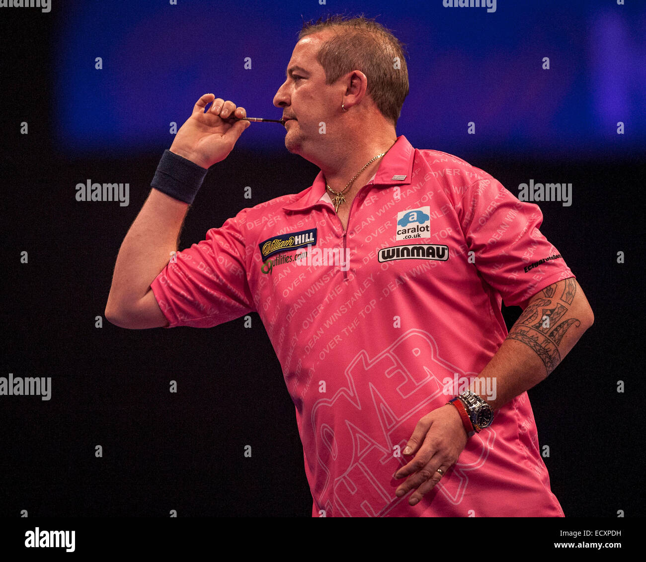London, UK. 21st Dec, 2014. William Hill World Darts Championship. Dean Winstanley (26) [ENG] in action during his game with Wayne Jones [ENG]. Winstanley won the match 3-2 Credit:  Action Plus Sports/Alamy Live News Stock Photo