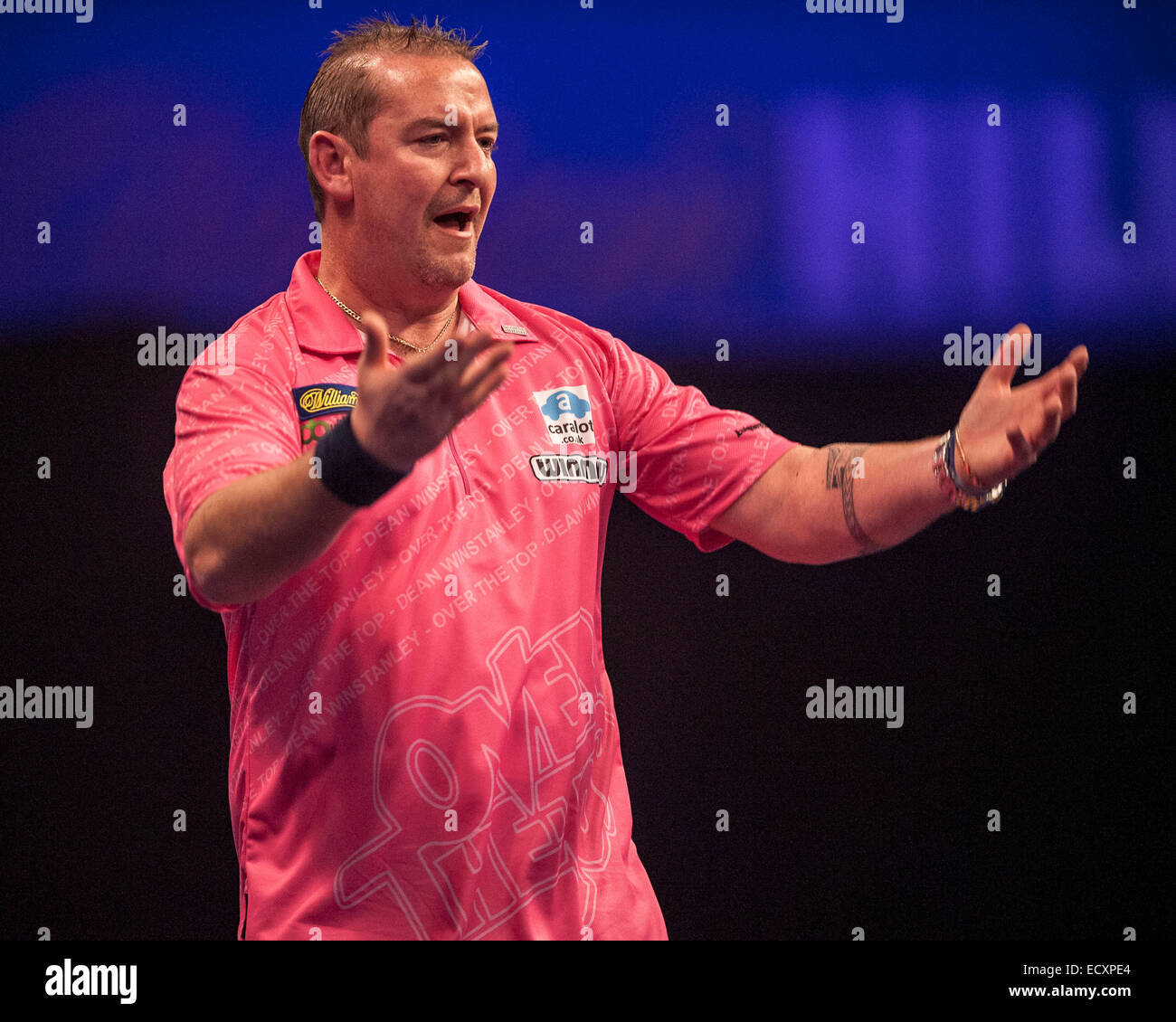 London, UK. 21st Dec, 2014. William Hill World Darts Championship. Dean Winstanley (26) [ENG] celebrates his win over Wayne Jones [ENG]. Winstanley won the match 3-2 Credit:  Action Plus Sports/Alamy Live News Stock Photo