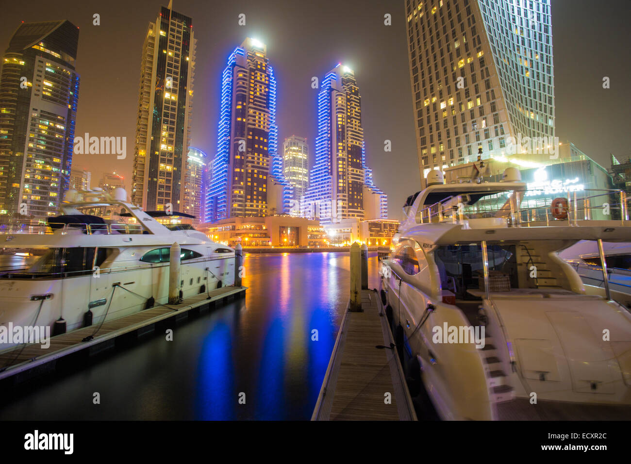 The Dubai Marina and skyline, Dubai, UAE Stock Photo