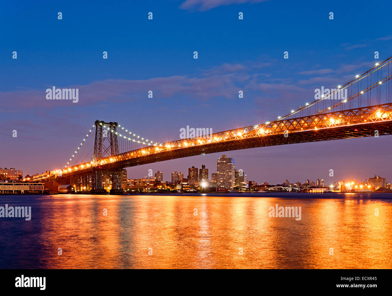 Williamsburg Bridge East River Stock Photo