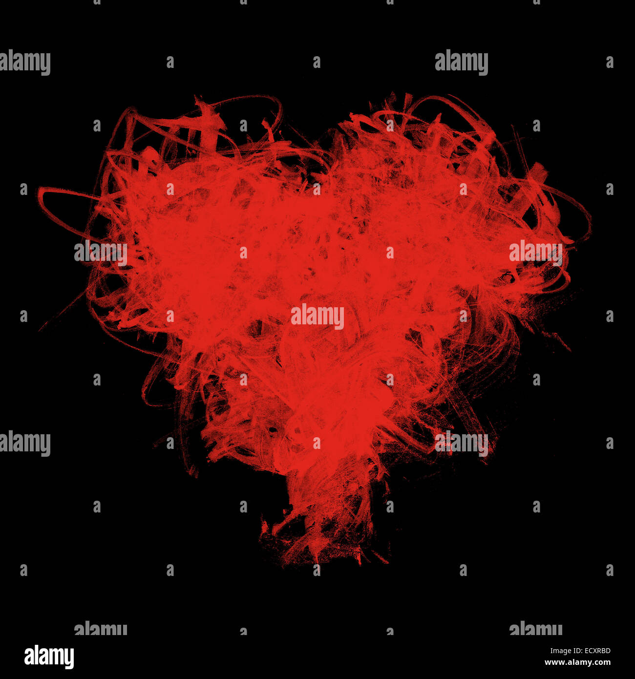 Red Heart of Sketchy Brush Strokes Stock Photo - Alamy