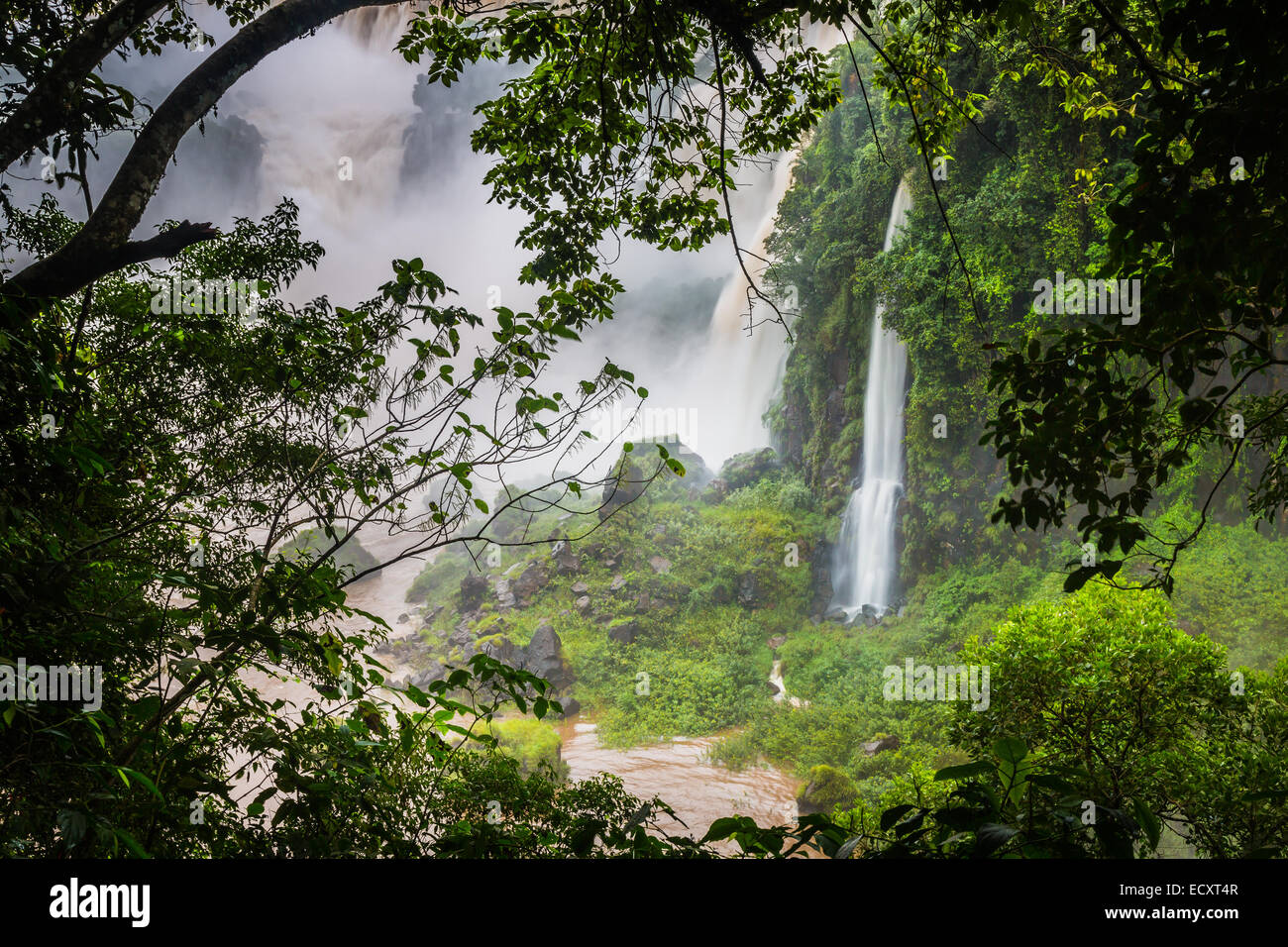 Iguazu Falls are waterfalls of the Iguazu River on the border of Argentina and Brazil Stock Photo