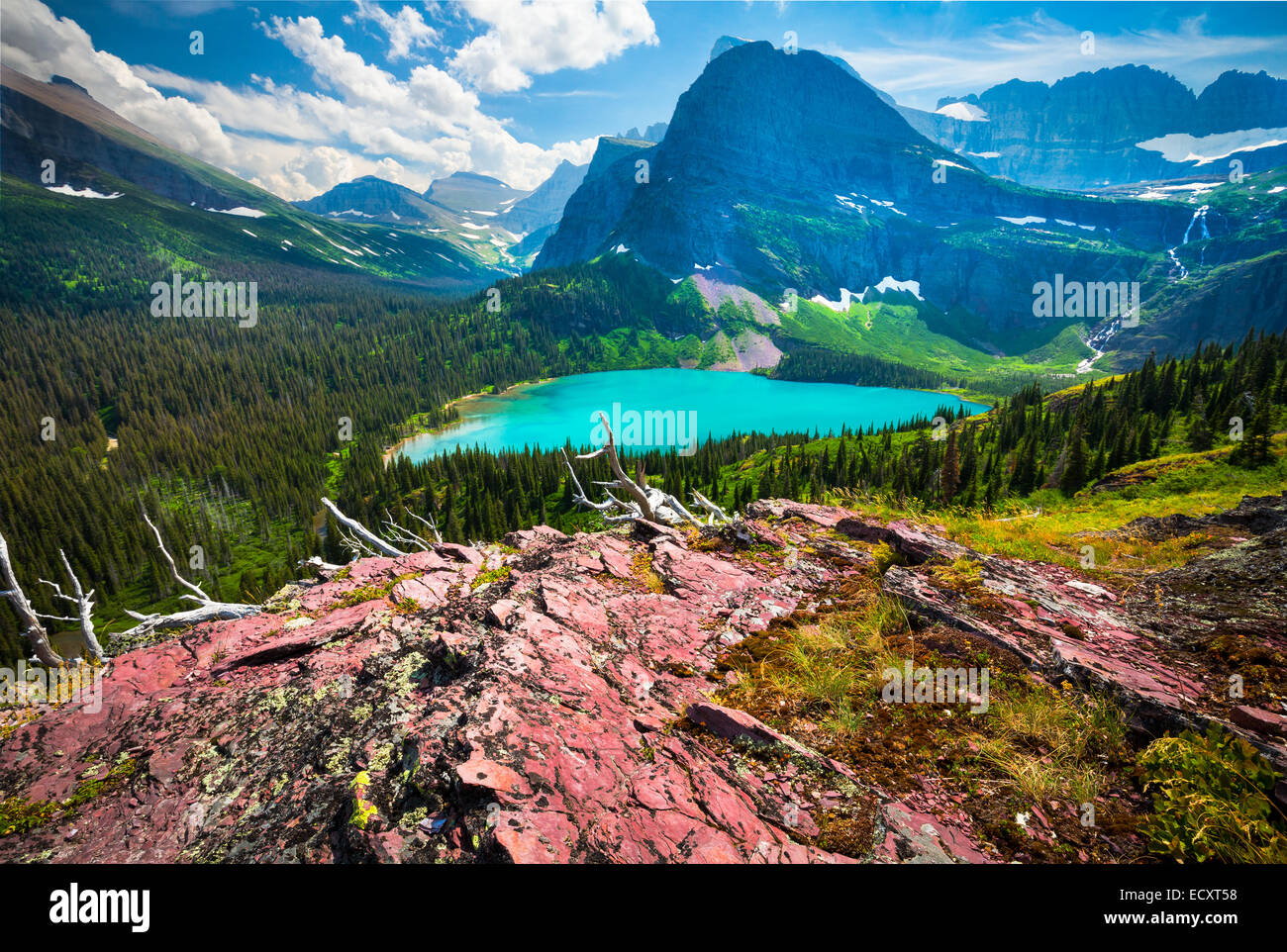 Grinnell Lake is located in Glacier National Park, in the U. S. state of Montana. Stock Photo