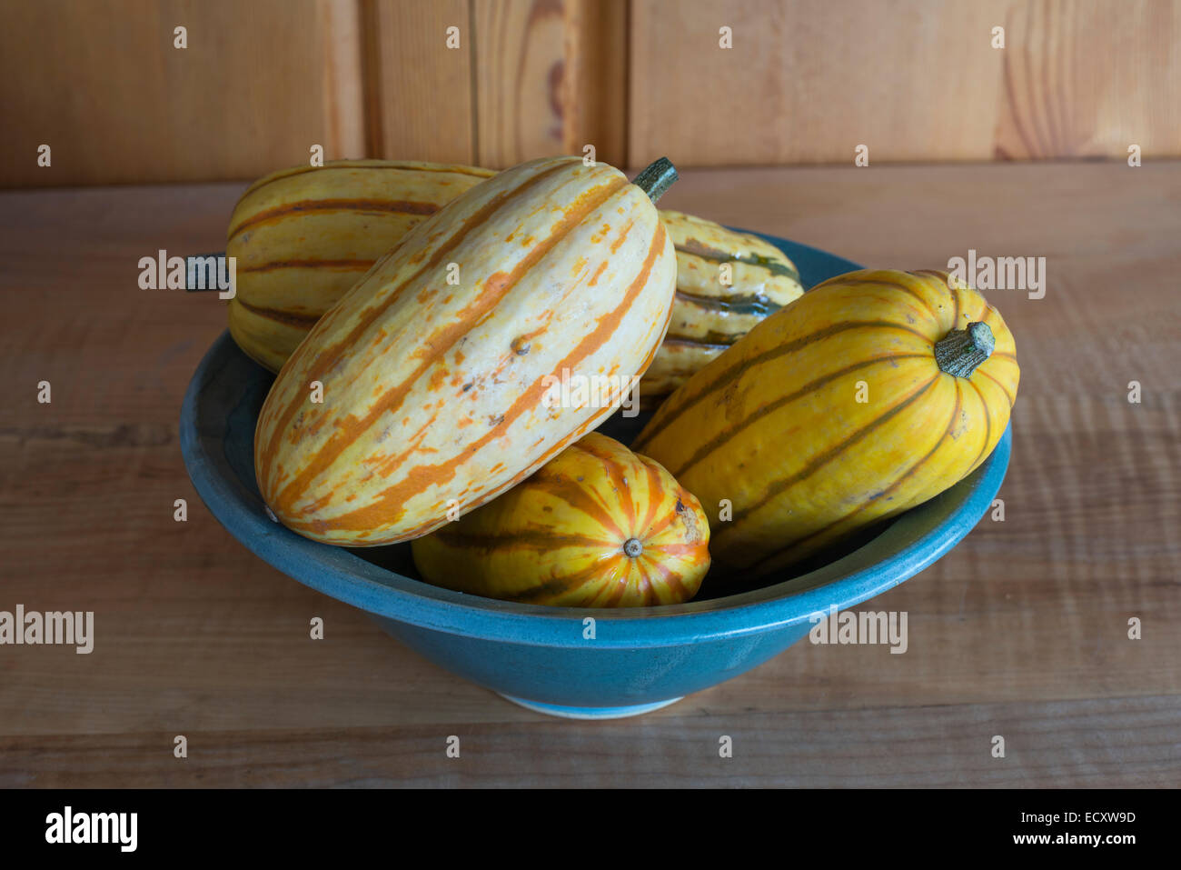 Bowl of Delicata squash. Stock Photo